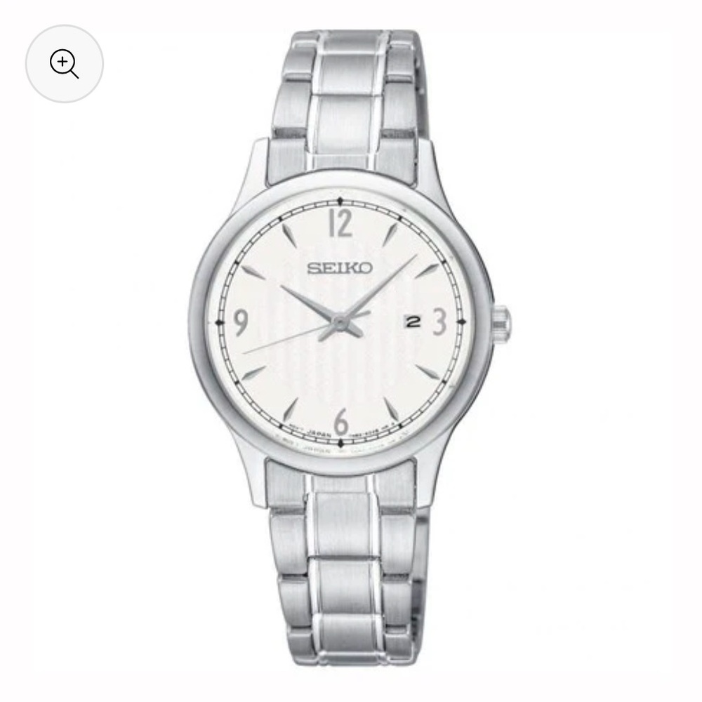 NIB seiko ladies watch, silver color with white dial